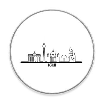 City Lines - Berlin - Runder Kühlschrankmagnet - Weiß - Vorne