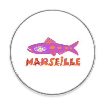 Sardinen-Marseillaise - Runder Kühlschrankmagnet - Weiß - Vorne