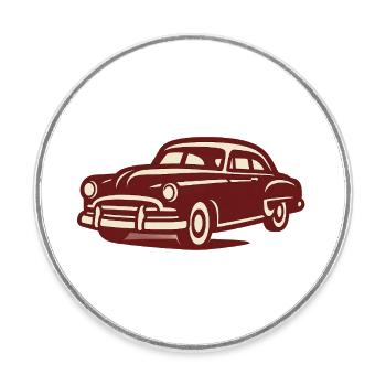 Oldtimer - Runder Kühlschrankmagnet - Weiß - Vorne