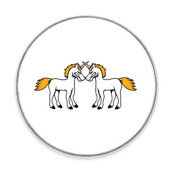2 Unicorns Fight Evil Angry Attack Duel Team - Round  fridge magnet - white - Front