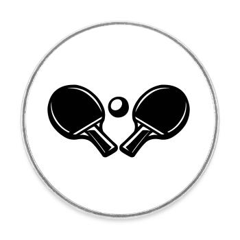 Icône de la batte de tennis de table - Magnet rond - blanc - Devant