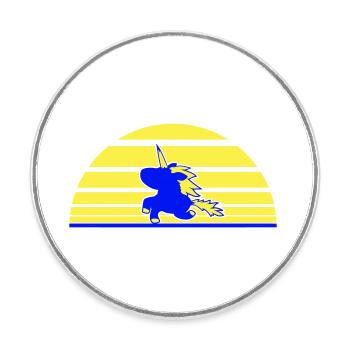Einhorn Springt Sonne Streifen Süß Cool Silhouette - Runder Kühlschrankmagnet - Weiß - Vorne