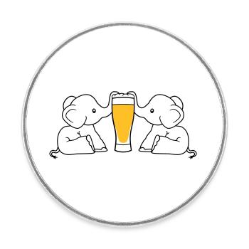 paar team 2 freunde crew alkohol elefant bier saug - Runder Kühlschrankmagnet - Weiß - Vorne
