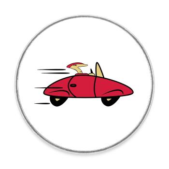 Auto Sportwagen schnell Wagen - Runder Kühlschrankmagnet - Weiß - Vorne