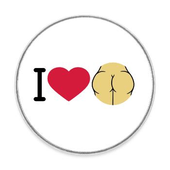 i love ass herz liebe logo rund nackte frau sexy a - Runder Kühlschrankmagnet - Weiß - Vorne