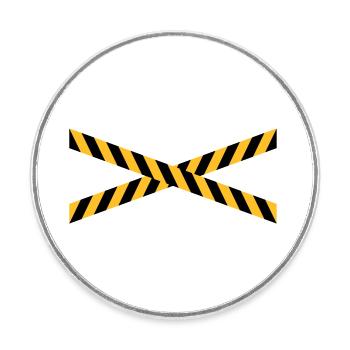 Line design caution tape - Round  fridge magnet - white - Front