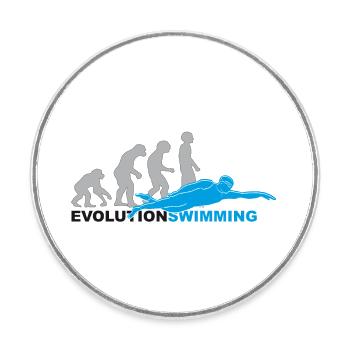 evolution swimming, swim, schwimmen, Schwimmer - Runder Kühlschrankmagnet - Weiß - Vorne