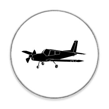 Flugzeug Pilot Flieger Motorflugzeug Motorflieger - Runder Kühlschrankmagnet - Weiß - Vorne