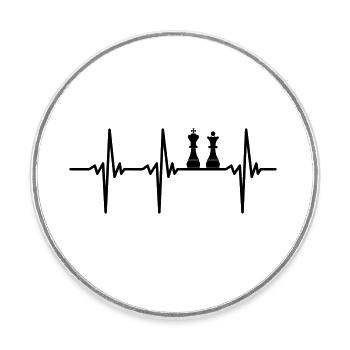 Heartbeat for chess players - Round  fridge magnet - white - Front