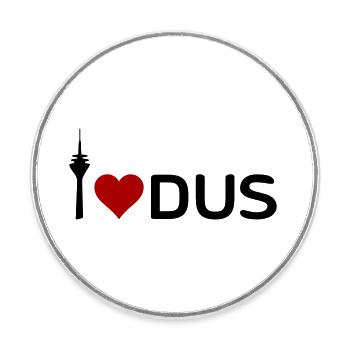 I love DUS - Ich liebe Düsseldorf - Runder Kühlschrankmagnet - Weiß - Vorne