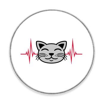 Pulse cat face happy - Round  fridge magnet - white - Front