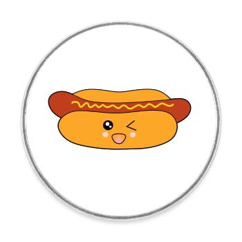 Hot dog Wurst - Runder Kühlschrankmagnet - Weiß - Vorne