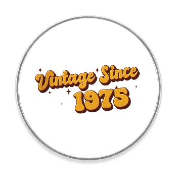 Jahrgang seit 1975 48 Jahre alt - Groovy 48. - Runder Kühlschrankmagnet - Weiß - Vorne
