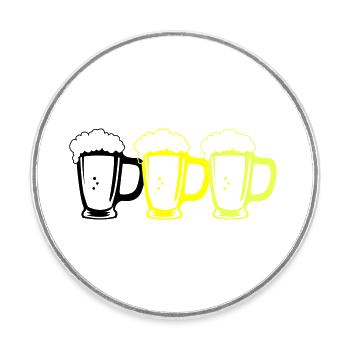 Beer glasses - Round  fridge magnet - white - Front