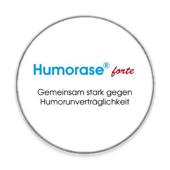 "Humorase forte" - Spassmedikament - Runder Kühlschrankmagnet - Weiß - Vorne