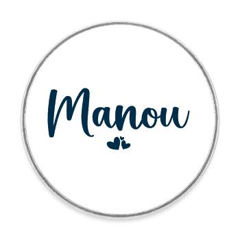 Manou - Round  fridge magnet - white - Front