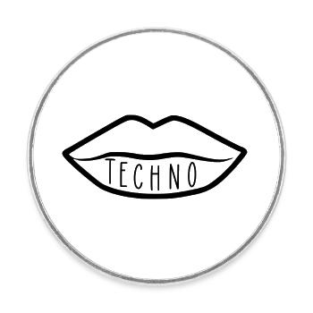Techno - Runder Kühlschrankmagnet - Weiß - Vorne