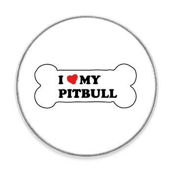 J’AIME MON PITBULL - Magnet rond - blanc - Devant