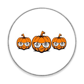 Halloween Pumpkin Face - Round  fridge magnet - white - Front