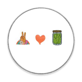 Frieden Liebe Und Gurken Liebhaber Essen Vintage - Runder Kühlschrankmagnet - Weiß - Vorne