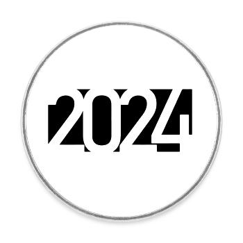 2024 Jahreszahl Datum Zahl Anno Kalenderjahr - Runder Kühlschrankmagnet - Weiß - Vorne