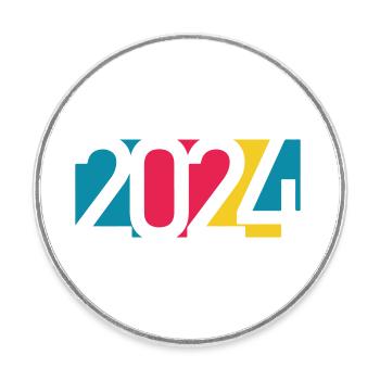2024 happy new year Jahreszahl Datum Zahl Anno - Runder Kühlschrankmagnet - Weiß - Vorne