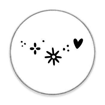 Heart Star Pattern - Round  fridge magnet - white - Front
