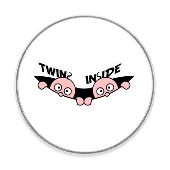 Twins Inside Twins 2 Babies Pregnant Belly - Round  fridge magnet - white - Front