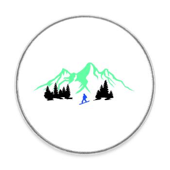 Planche à neige - Magnet rond - blanc - Devant