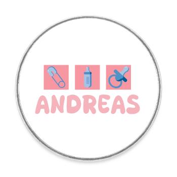 Pacifier Andreas - Round  fridge magnet - white - Front