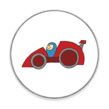 race car - Round  fridge magnet - white - Front