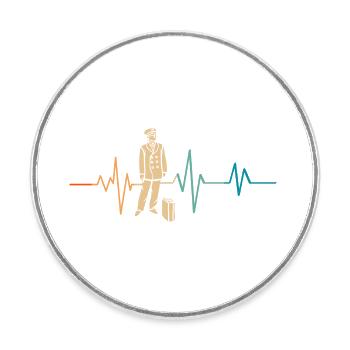 Heartbeat Retro Train Driver - Round  fridge magnet - white - Front
