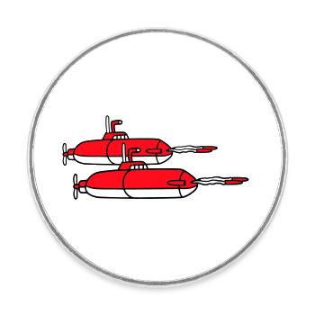 2 Military Submarines Shooting Torpedo Missiles Attack - Round  fridge magnet - white - Front