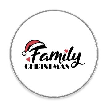 Family Christmas Font - Round  fridge magnet - white - Front