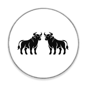 taureaux - Magnet rond - blanc - Devant