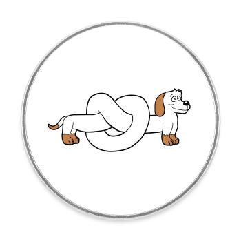 Hund Dackel Brezel Form Knoten Langer Körper Comic - Runder Kühlschrankmagnet - Weiß - Vorne