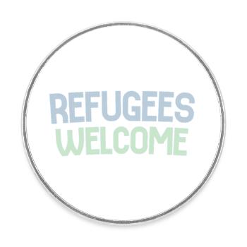 Flüchtlinge willkommen retro - Runder Kühlschrankmagnet - Weiß - Vorne