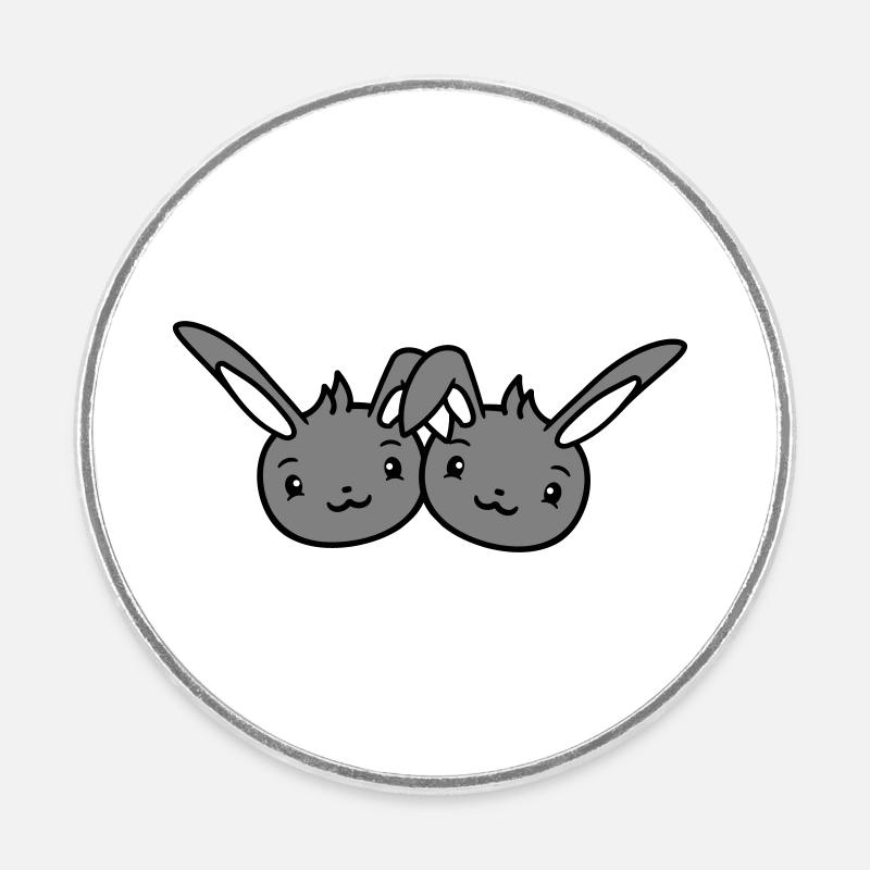 2 Lapins Amis Équipe Équipage Couple Deux Chanceux - Magnet rond - blanc