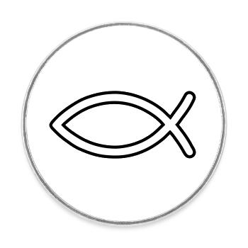Jesus Fisch Symbol - Runder Kühlschrankmagnet - Weiß - Vorne