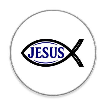 Jesus Fisch - Runder Kühlschrankmagnet - Weiß - Vorne