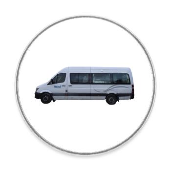 Camping-car AUS et NZ - Magnet rond - blanc - Devant