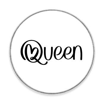 Queen avec cœur - Magnet rond - blanc - Devant