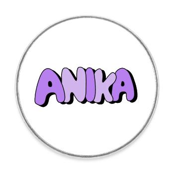 Anika - Runder Kühlschrankmagnet - Weiß - Vorne