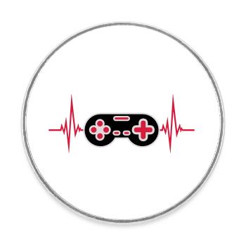 Pulse Heartbeat Retro Gamer - Magnet rond - blanc - Devant