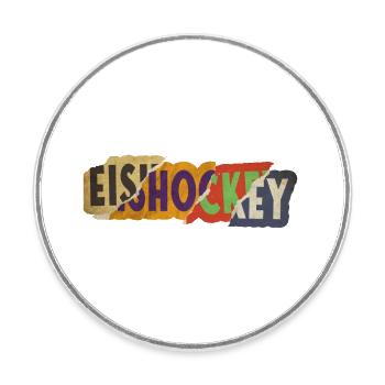 Eishockey Hockey Sport Schrift Vintage Retro Bunt - Runder Kühlschrankmagnet - Weiß - Vorne