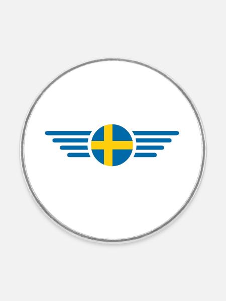 Flügel Flagen Schweden Wappen - Runder Kühlschrankmagnet - Weiß