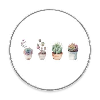 Succulentes pour les amoureux des plantes - Magnet rond - blanc - Devant
