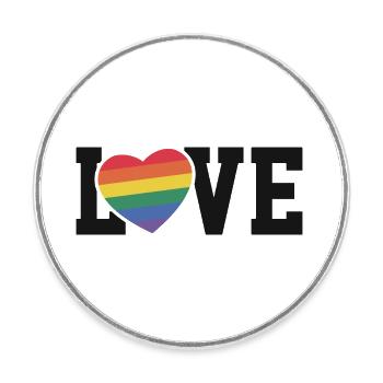 Love Regenbogen Herz - Runder Kühlschrankmagnet - Weiß - Vorne