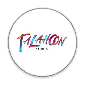 Talahoon Studios Rainbow Brushed (bright clothes) - Runder Kühlschrankmagnet - Weiß - Vorne