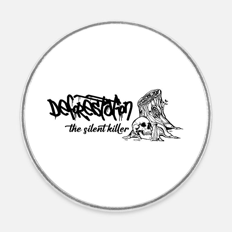 Déforestation // Forêt // Illustration - Magnet rond - blanc